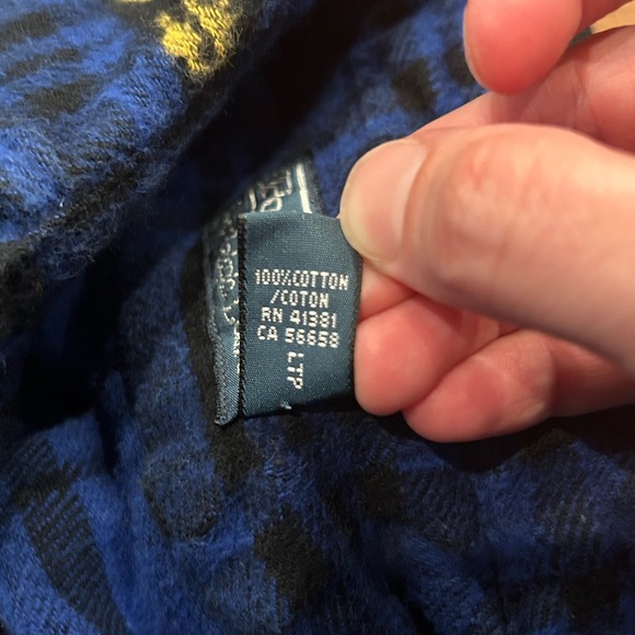 Polo Ralph Lauren Mens Heavy Blanket Shirt Blue Plaid Snowflake Button Up Medium - Picture 5 of 6